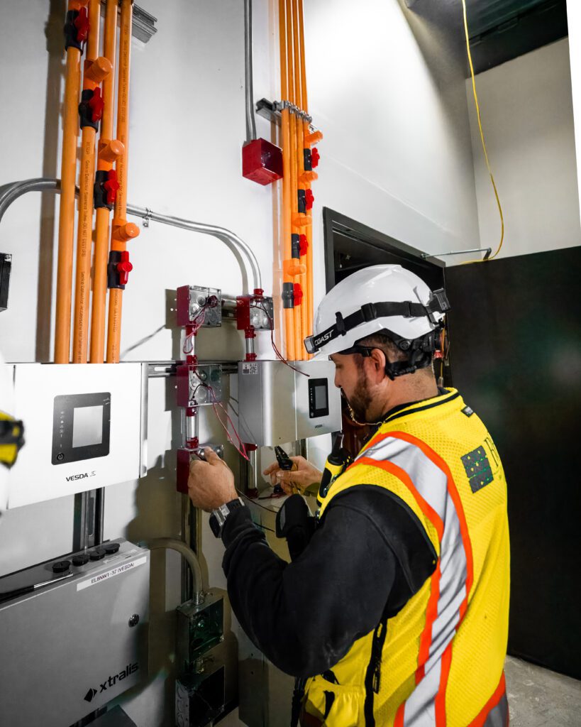 Aspirating smoke detection system by Xtralis VESDA in operation at a major transportation hub, optimizing safety for passengers and staff.